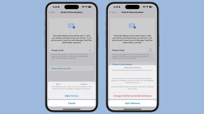 通江苹果手机维修分享苹果 iOS 18.1 支持设置“主要”邮箱地址并更改 iCloud 邮箱 